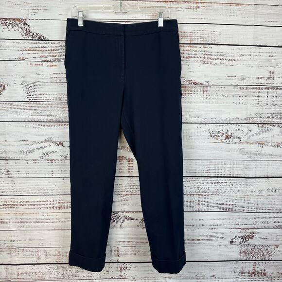 Womens Ann Taylor Navy Blue Curvy Fit Straight Cuff Dress Career Ankle Pants 8 - Picture 1 of 7